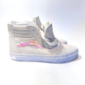NEW Vans Girl's Shoes - Sk8-Hi Zip - Blanc Sequins - Girls Youth Size 3.5
